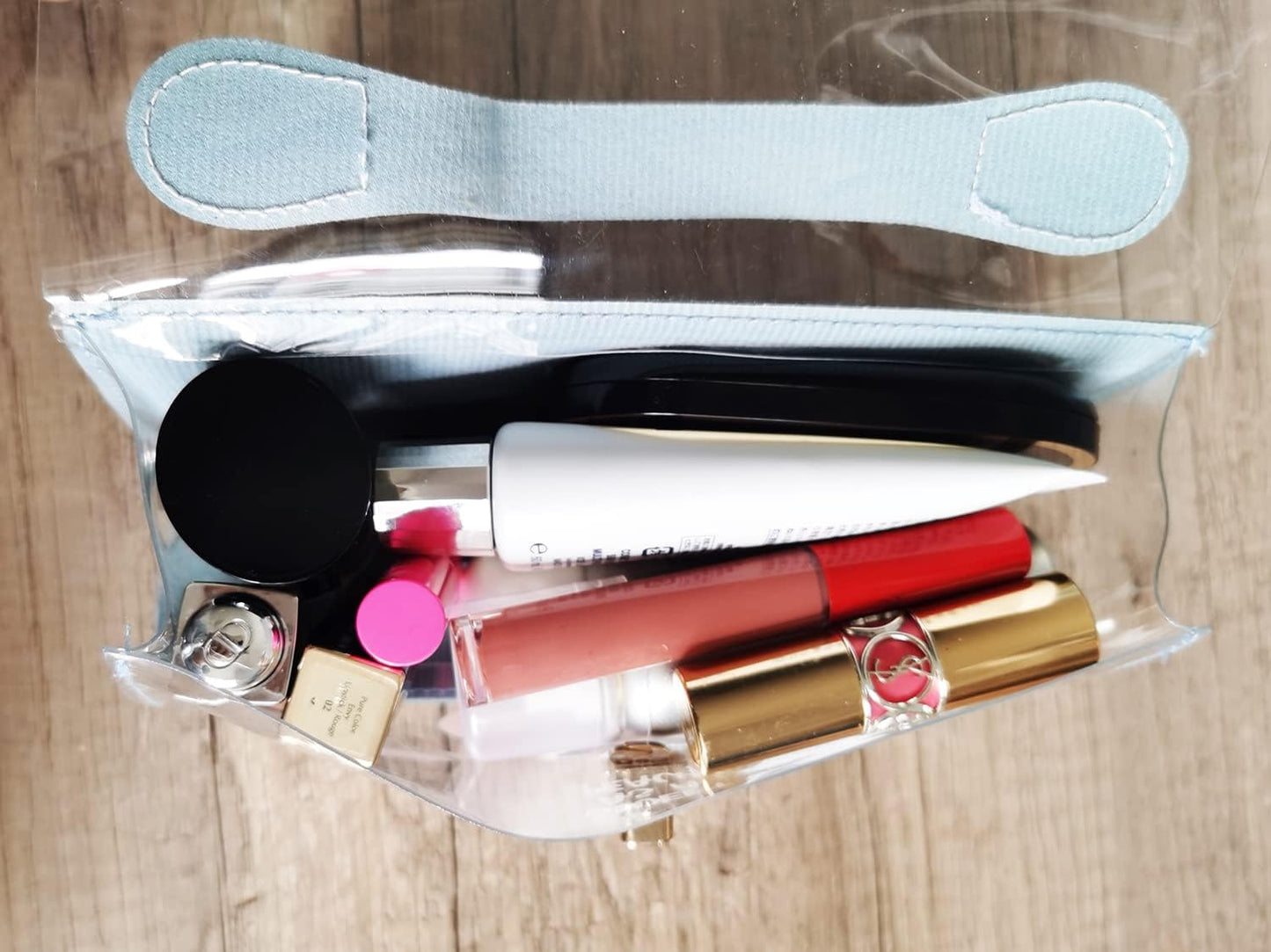 Peach Clear 3 Pcs Waterproof PVC Toiletry Carry Pouch Makeup Bag Organizer